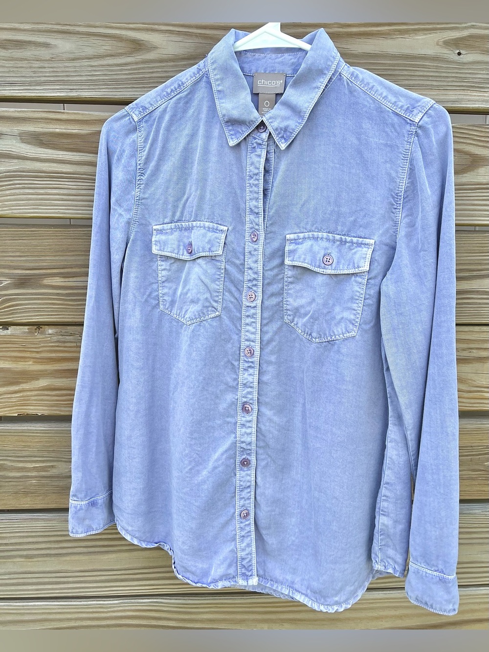 Chico's Lavender Purple Button-Down Shirt Blouse Long Sleeve Top Women’s Size 0